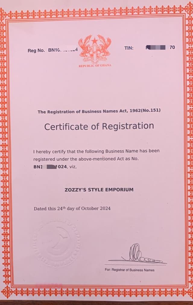 Business Certificate